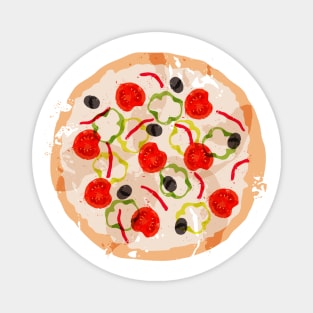 Delicious pizza top view. Magnet